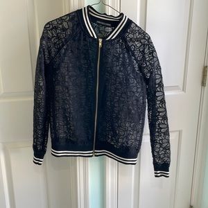 Black Lace Bomber Jacket